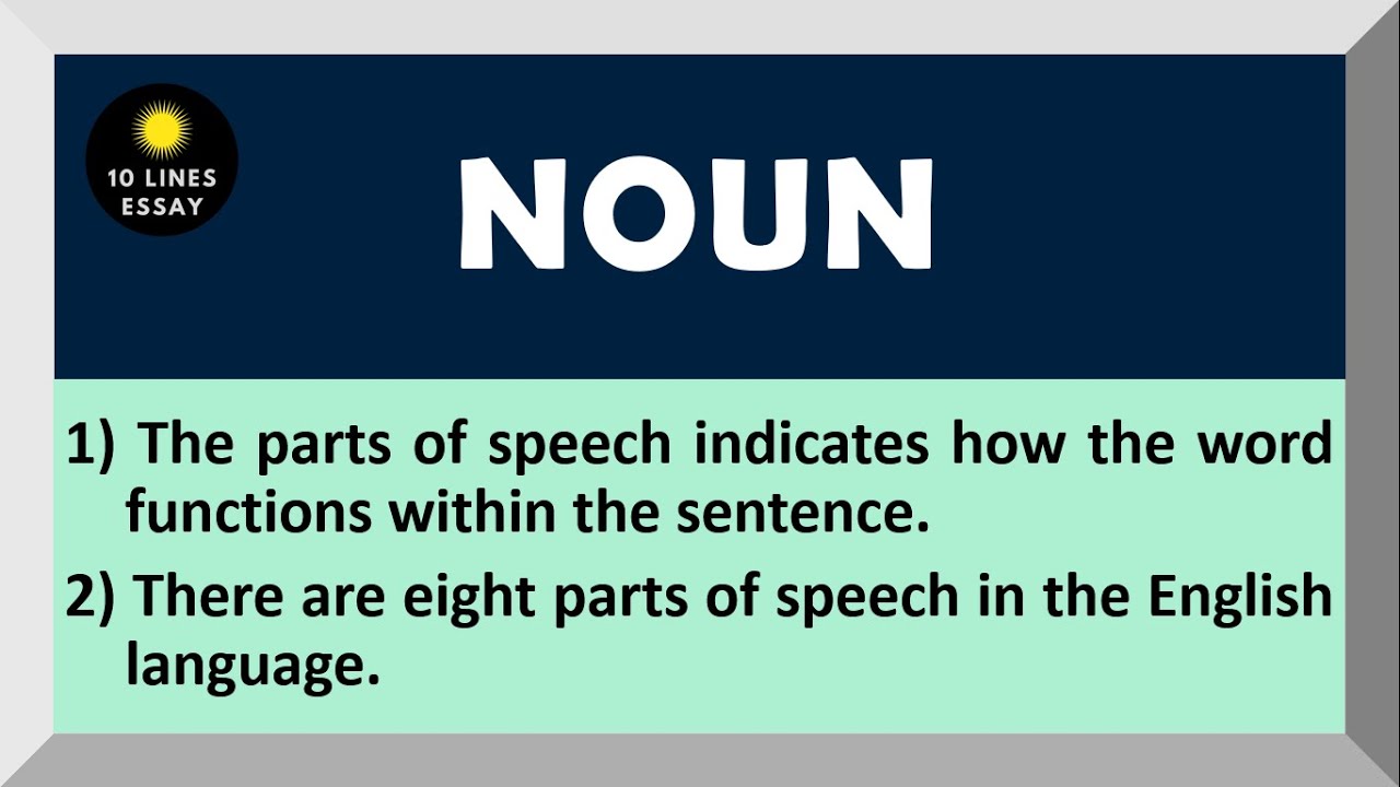 Few Sentences on Noun | in English | Grammar | About Noun | Few Lines on Noun | 10 Lines on Noun
