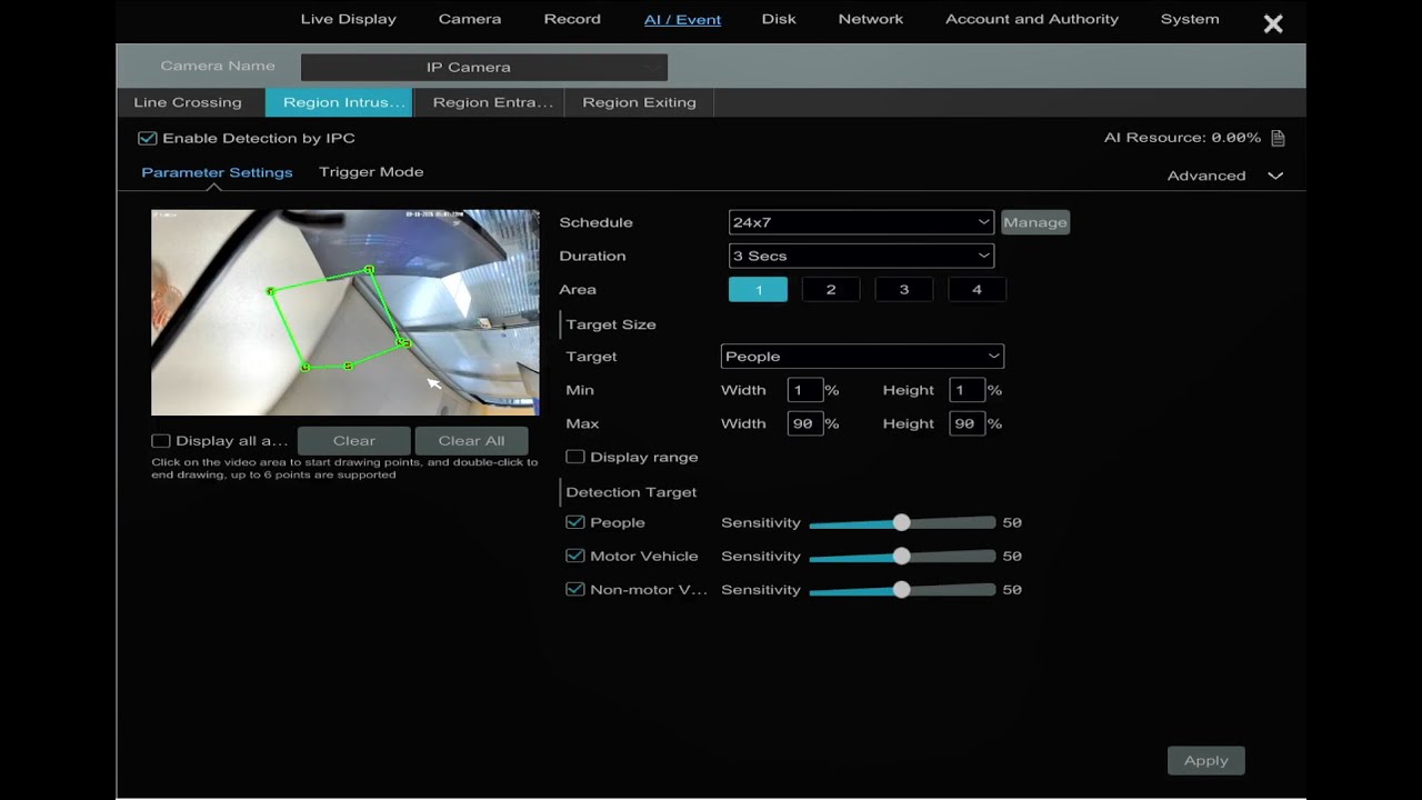 ENS Titanium: How to Configure Region Intrusion, AI Recording & Push Notifications