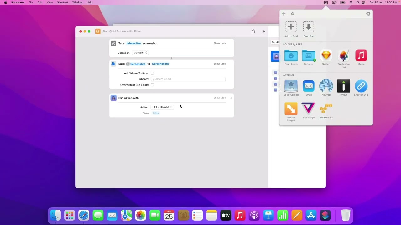 Dropzone 4 Shortcuts Integration: Take Screenshot & Upload with SFTP