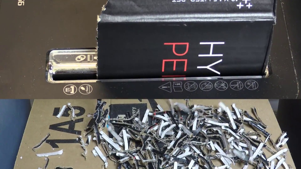 Reverse shredding corrugated cardboard in a paper shredder - ASMR
