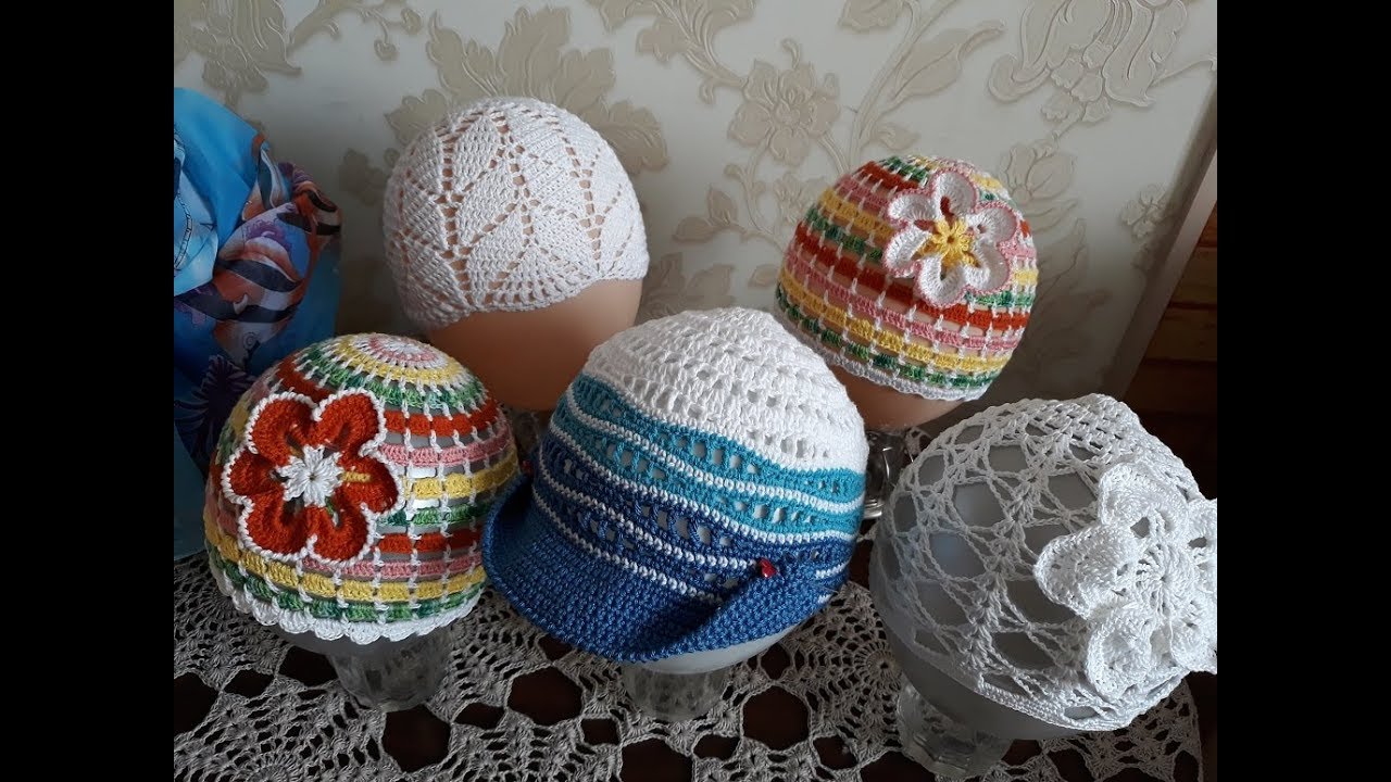 Летние панамки, кепки крючком (обзор).
