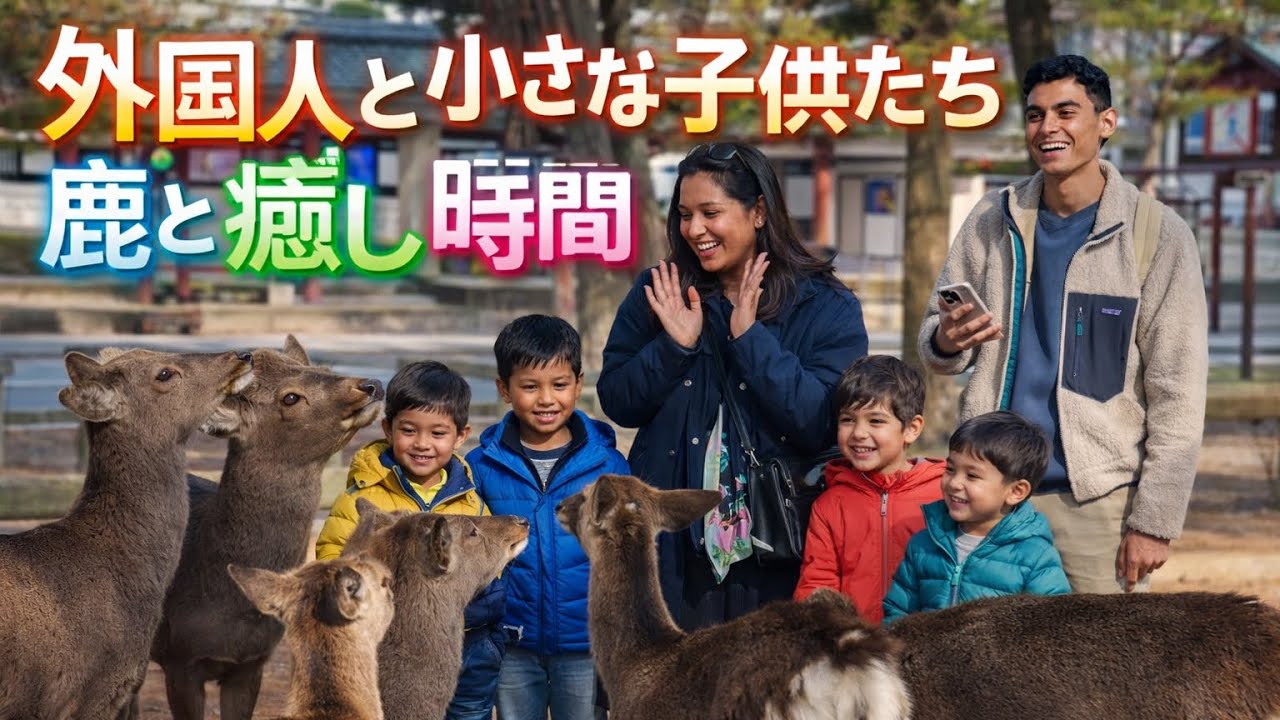 世界中の人が笑顔になる奈良公園！鹿と外国人の幸せな時間 🦌🇯🇵 可愛すぎる！奈良の鹿と外国人キッズの最高の瞬間 🦌💖 奈良公園で鹿と遊ぶ外国人キッズ！幸せいっぱいの時間#japantravel 