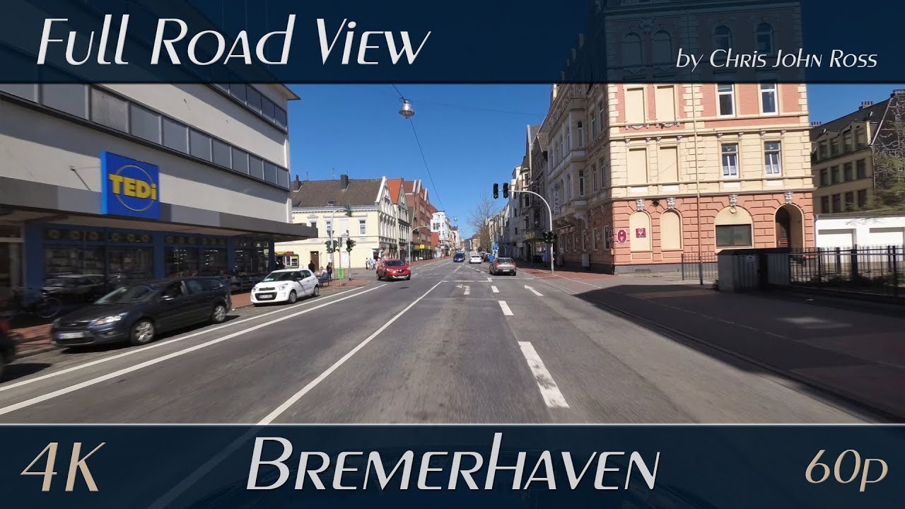 Bremerhaven, Germany: Lehe, Hafenstraße, Rickmersstraße - 4K (UHD/2160p/60p)