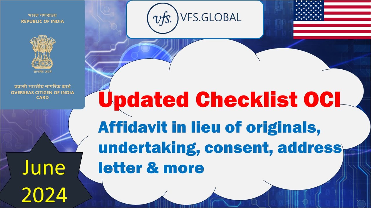 Updated Checklist OCI Application for Minor | VFS | Affidavit in lieu | undertaking | consent letter