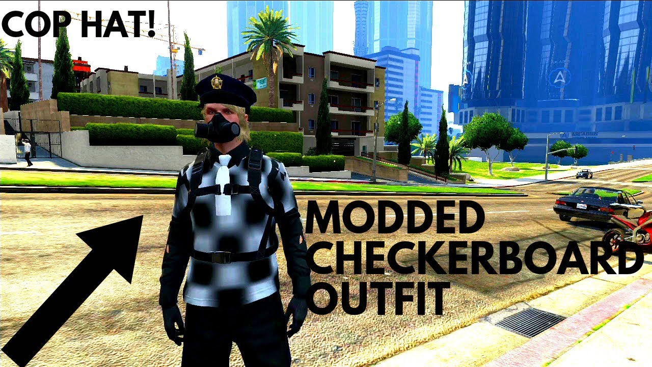 Gta 5 MODDED Checkerboard Outfit With Cop Hat Glitch (SOLO)