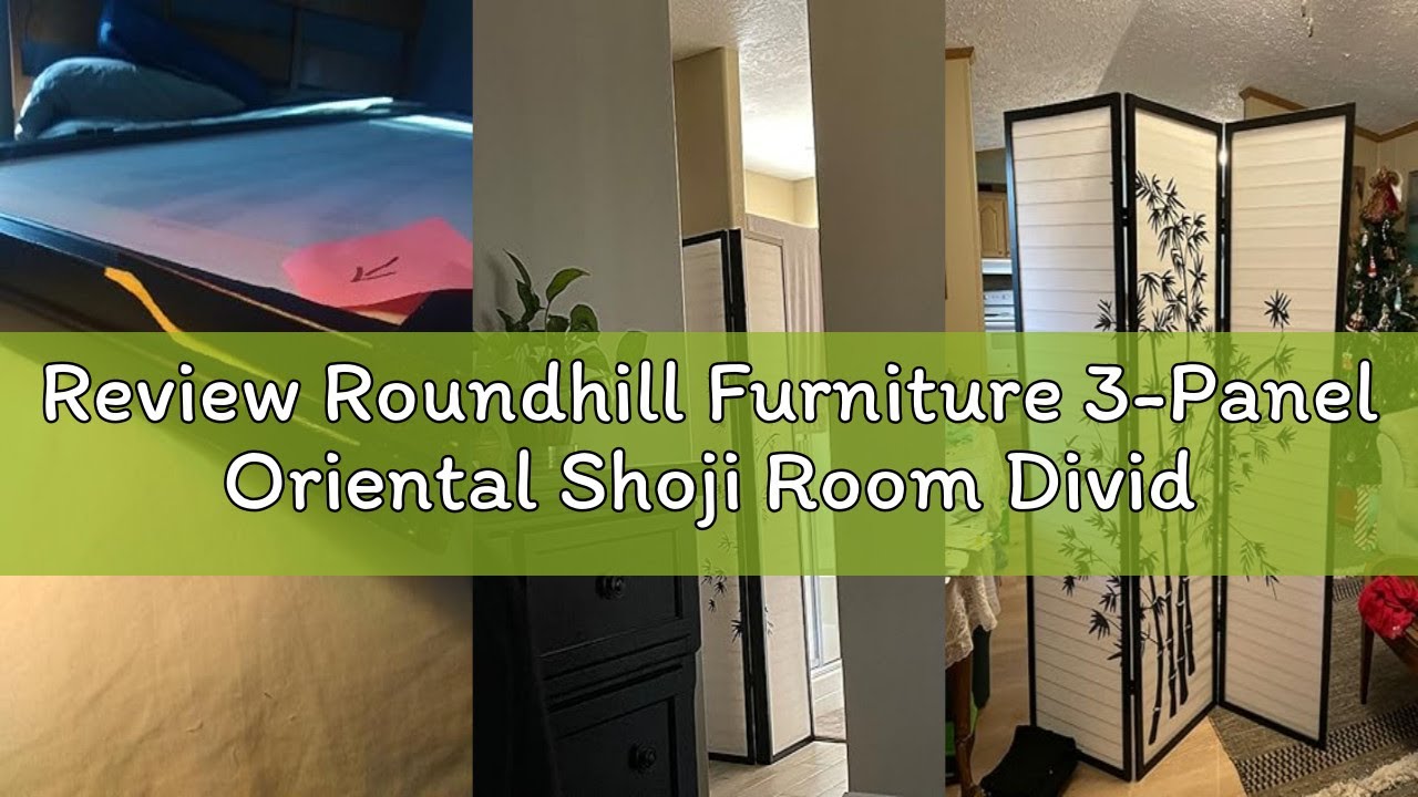 Review Roundhill Furniture 3-Panel Oriental Shoji Room Divider Screen, Black
