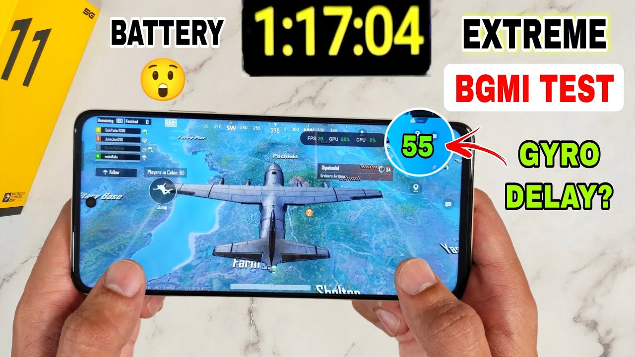 Realme 11 5G Bgmi Pubg Test, Graphics setting 🔥| realme 11 5g Bgmi Battery Drain Test, gyro