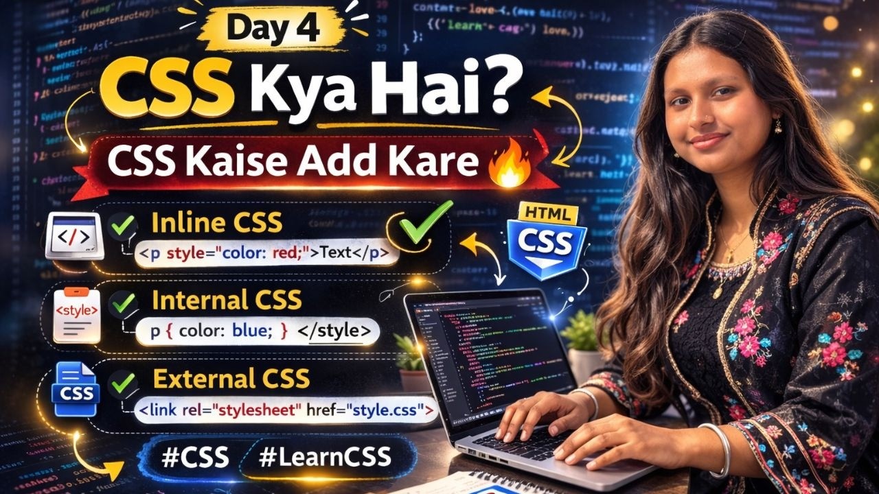 Learn CSS Basics Step by Step 🔥 | CSS Tutorial for Beginners in Hindi | Day 4