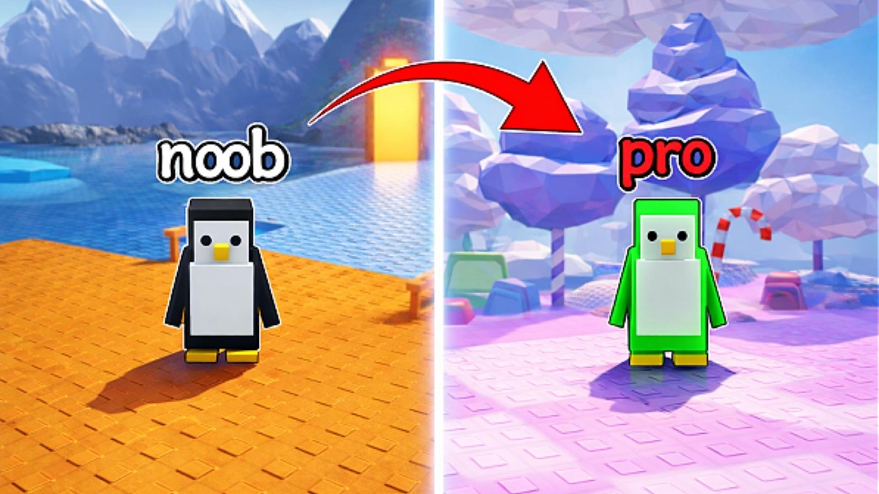 NOOB TO PRO In Roblox PENGUIN KNOKOUT...