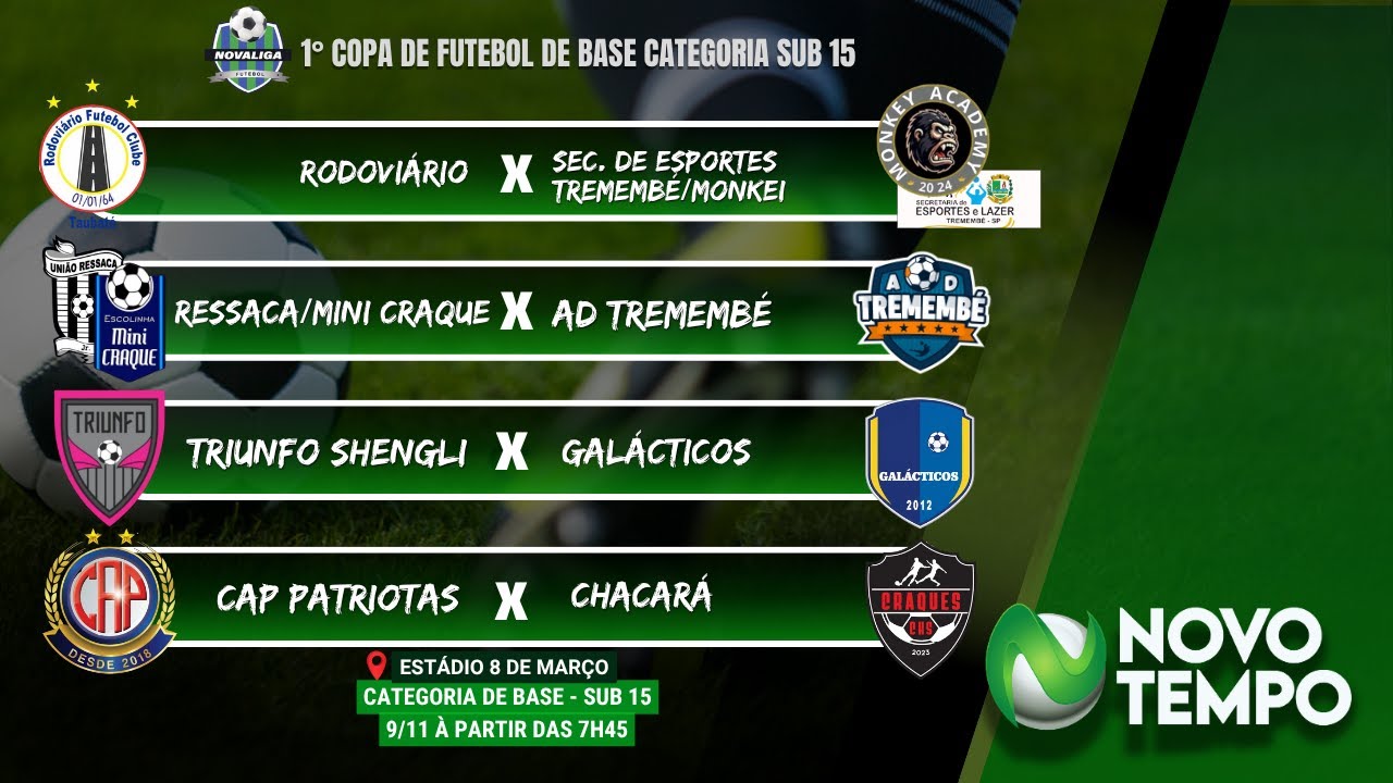 QUATRO GRANDES CONFRONTOS AO VIVO! |  1&deg; COPA DE FUTEBOL DE BASE CATEGORIA SUB 15