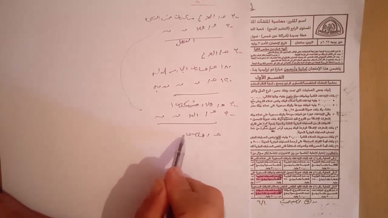 محاسبة متخصصة ( الفرقة الرابعة الترم التانى ) حل النموذج الجزء الثانى