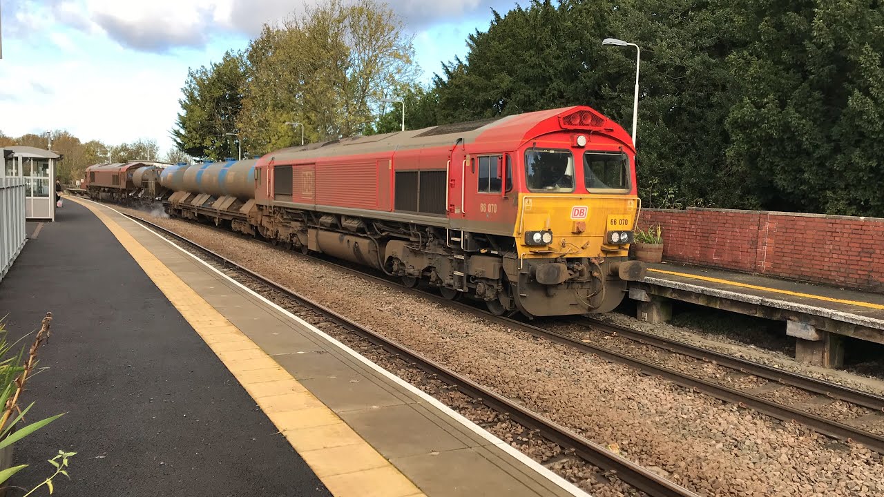 66070 Railhead treatment train 66185 10:27 running 4 minutes late Lea Road 3/11/2023