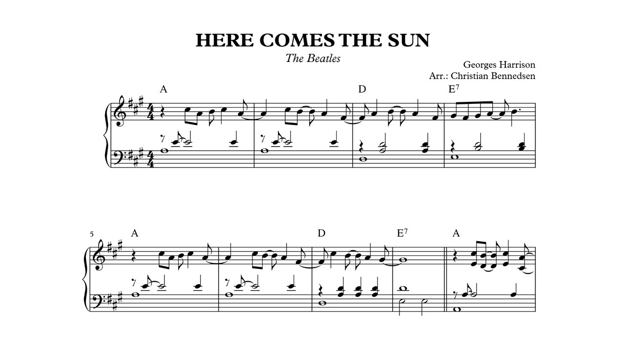 The Beatles - Here Comes The Sun - Piano