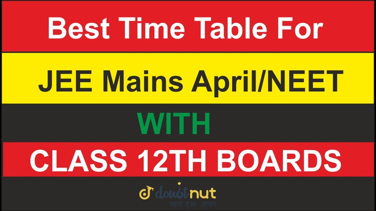 Best Time Table For JEE Mains April/ NEET 2019 Preparation for Class 12 Boards