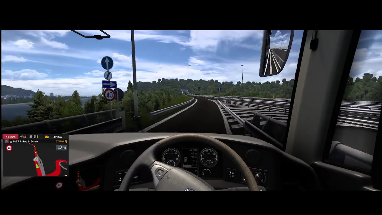 ETS2のプロジェクトジャパンで長さ14mの大型バスを運転