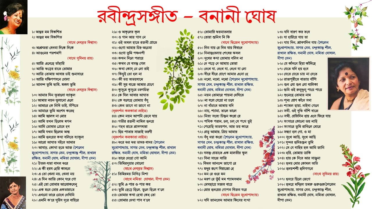 বনানী ঘোষ এর কণ্ঠ নিঃসৃত রবীন্দ্রসঙ্গীত