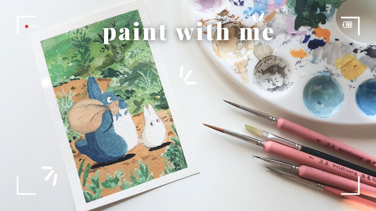 paint with me studio ghibli's totoro using jelly gouache🍃