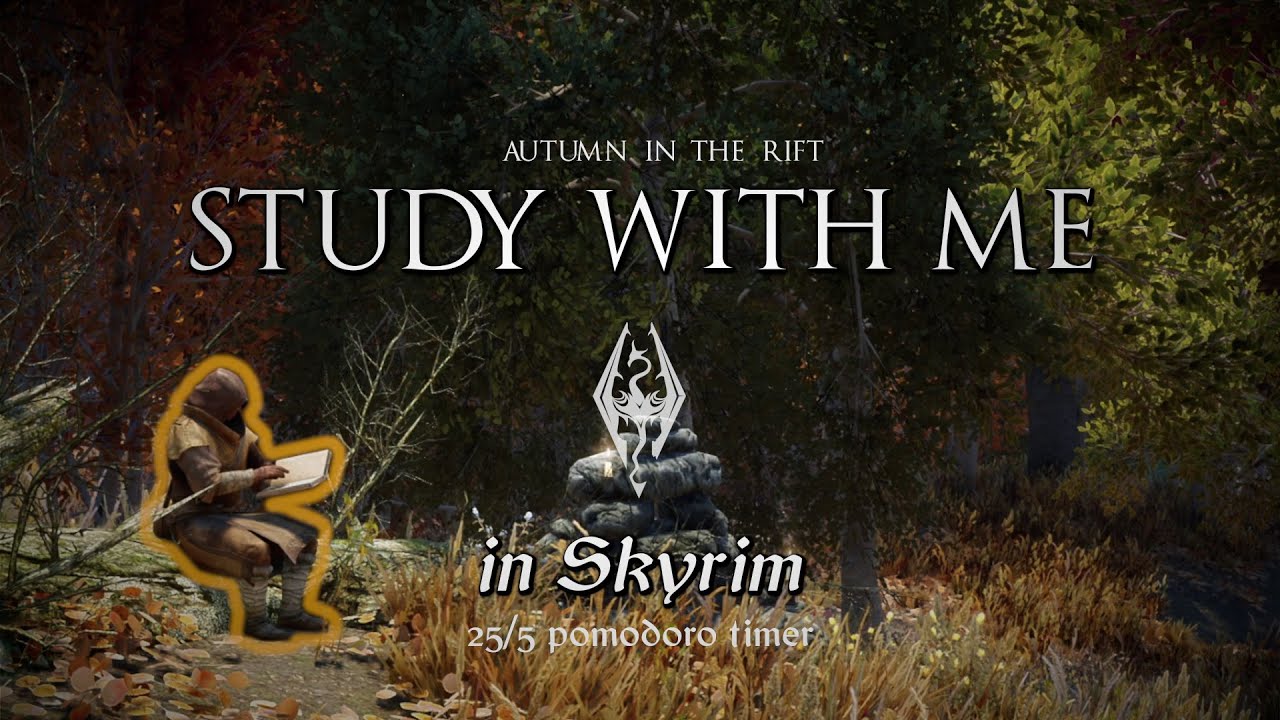 Study with Me in Skyrim | Autumn in the Rift | 25/5 Pomodoro Timer [2hr] [4K]