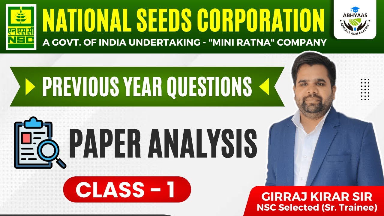 NATIONAL SEED CORPORATION | PREVIOUS YEAR PAPER ANALYSIS | TRAINEE | MT | BY GIRIRAJ SIR #nscl #nsc