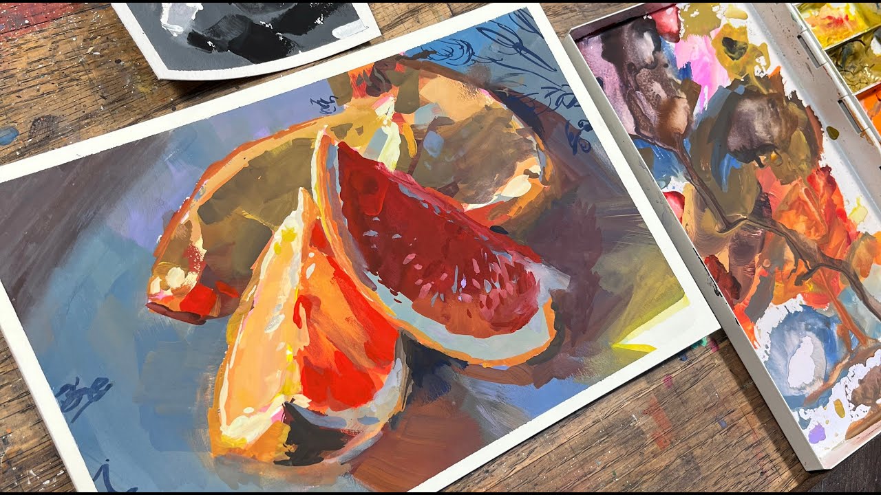 Oranges sketched with Gouache