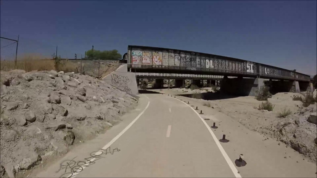 Riding Santa Ana River bike trails. (San Bernardino)