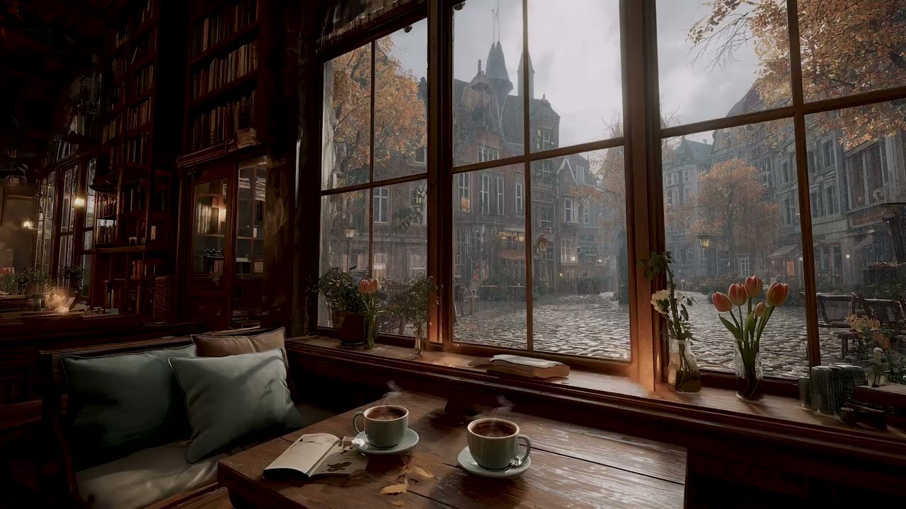 Rainy Day European Café ☕ Relaxing Jazz Piano for Study and Deep Focus