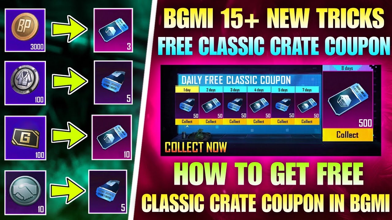BGMI 15+ New Tricks 😍 Get Free CLASSIC CRATE COUPON 🔥 How To Get Free Classic Crate Coupon In Bgmi
