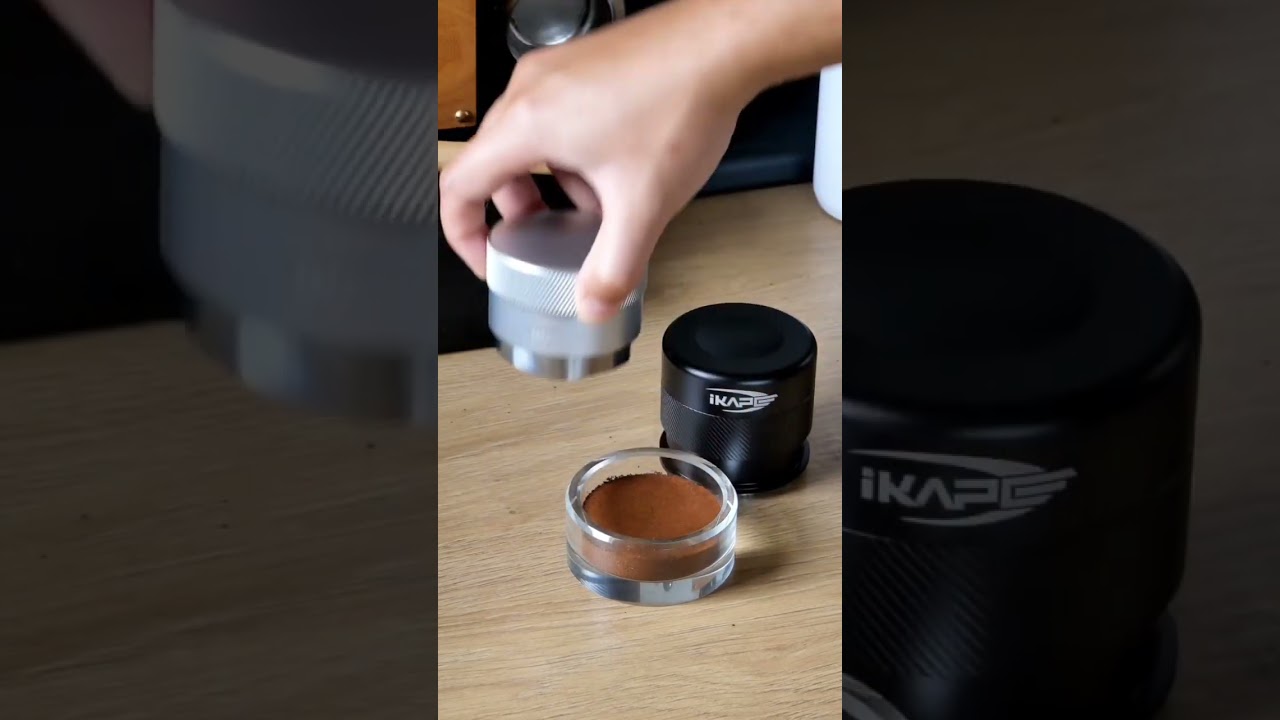 The IKAPE espresso tools for puck prep!gravity distributor and palm tamper 📸from IG @mrbaristagno