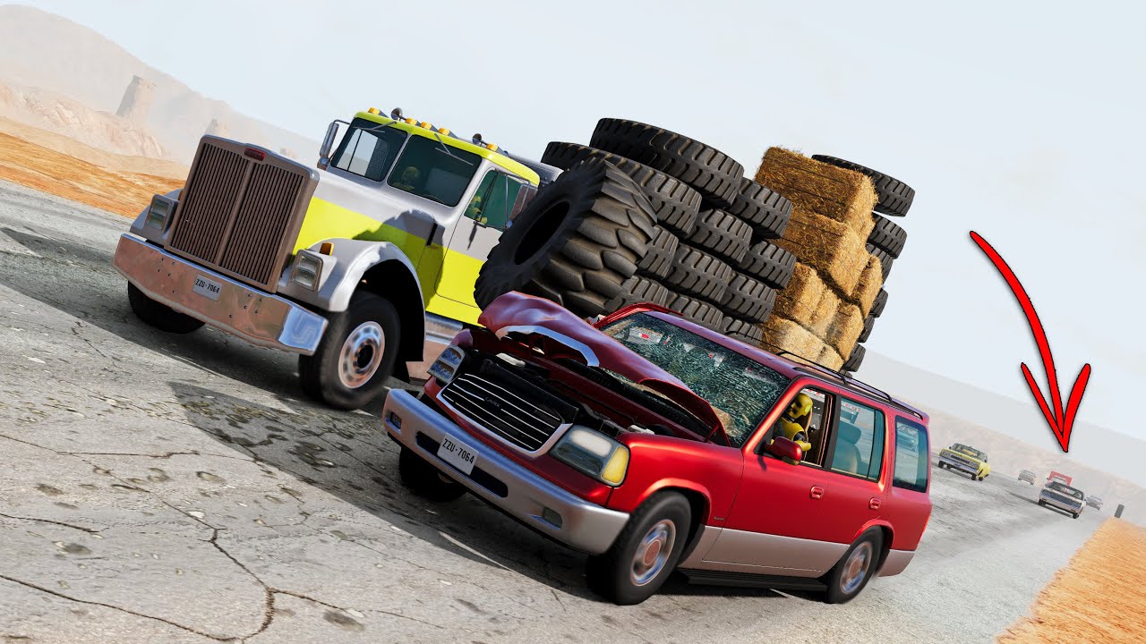 BeamNG Drive - Cars vs BigRigs (RoadRage)