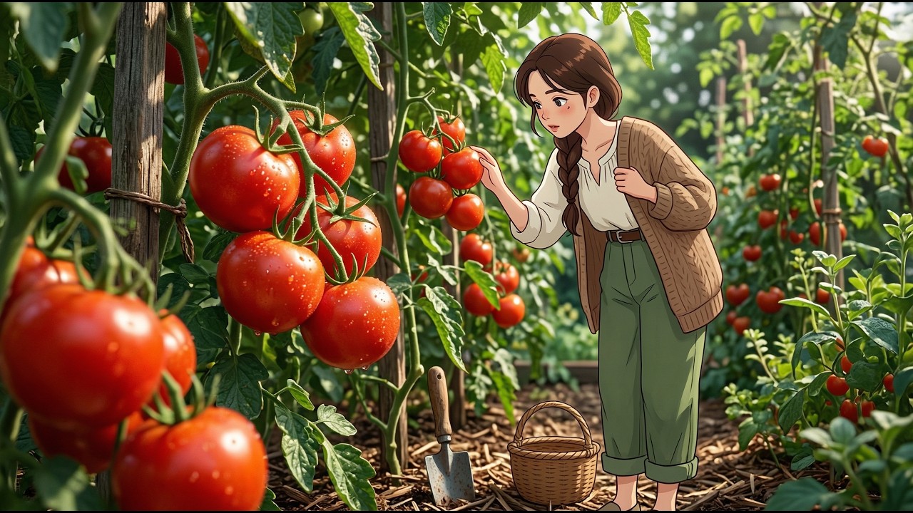 A Calm Morning Garden Harvest 🍅 | ASMR & Cooking | Ghibli-Style Video