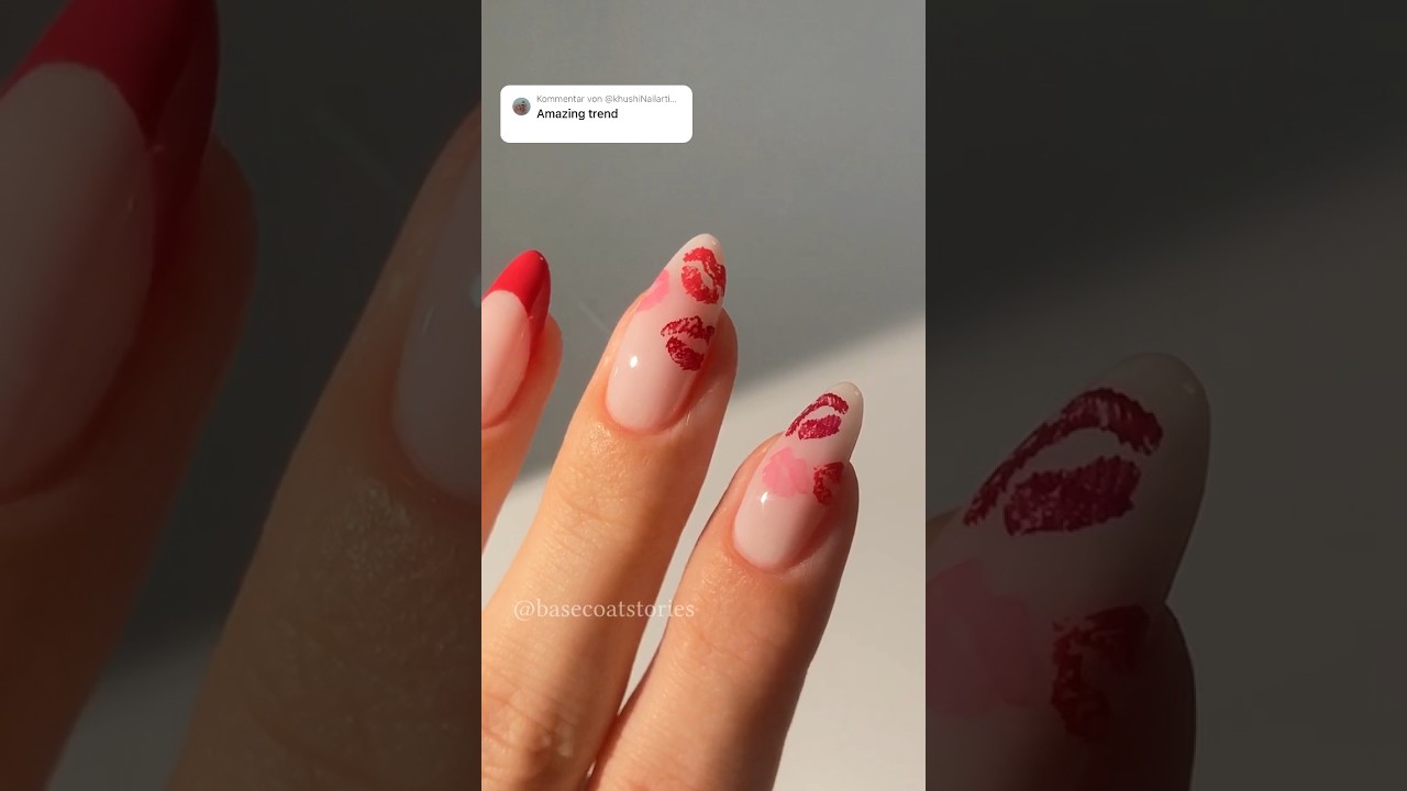 You NEED to try this kiss nail art hack for Valentine&rsquo;s Day!!! 🤯💋❤️ #nailart