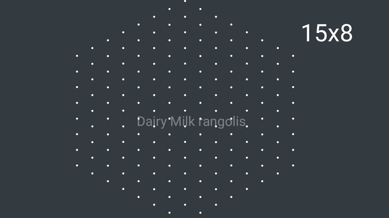 dairy milk rangoli with 15 to 8 dots . beautiful muggulu with 15 dots