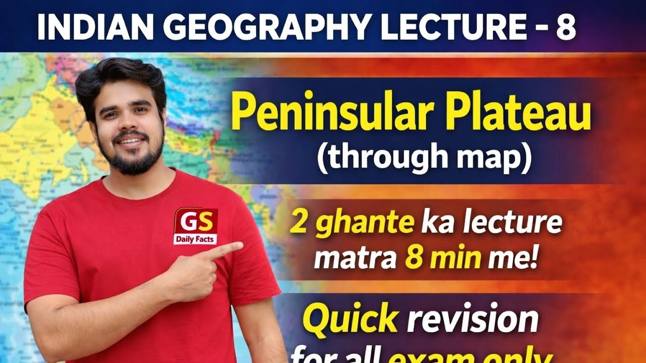 Peninsular Plateau in 8 Minutes 🔥 | Indian Geography Lecture 8 | for All exam|UPSC/SSC/Railway/Bank