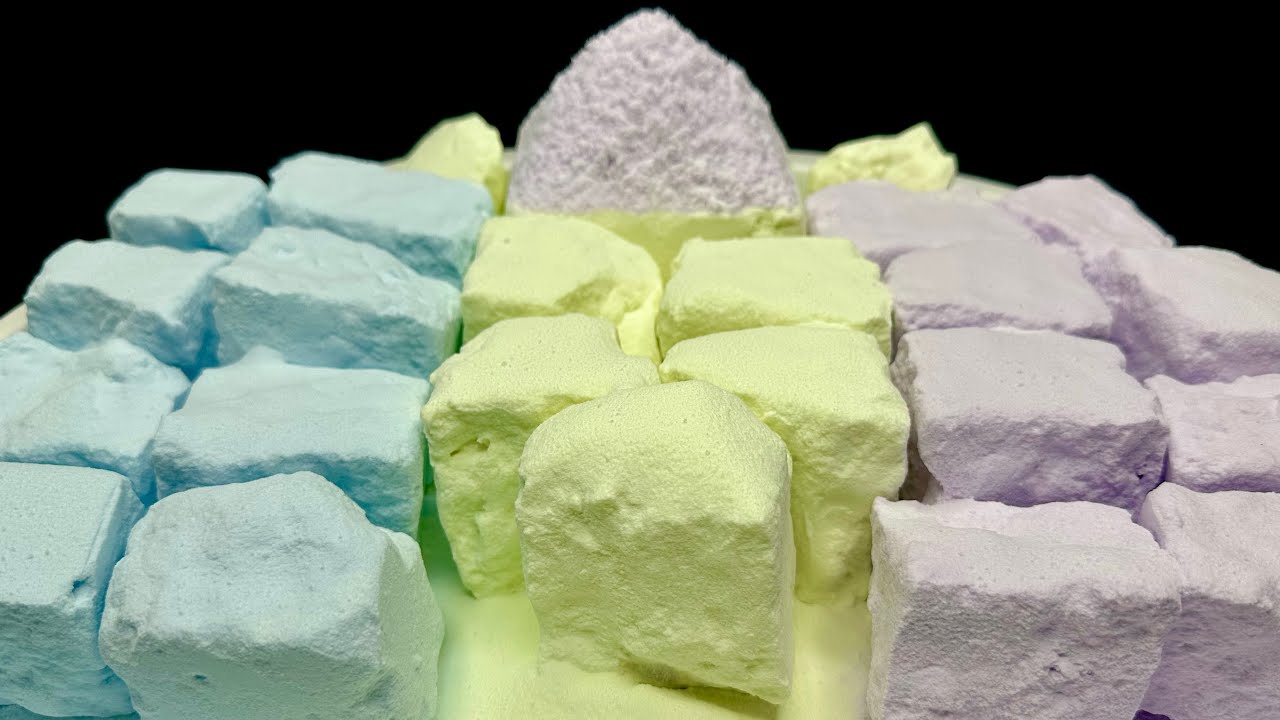 Asmr-Multicolored baking soda stones + edited version/oddly satisfying/
