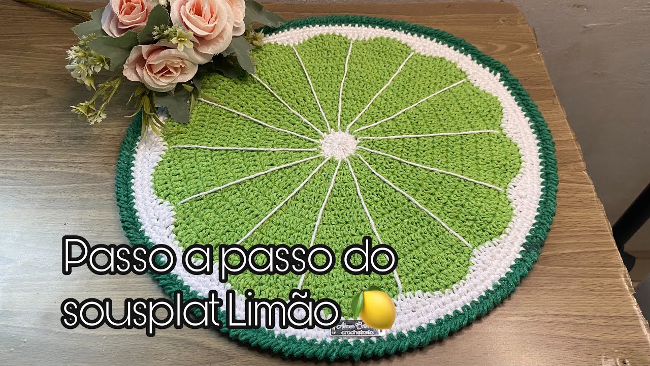 Passo a passo jogo americano do limão 🍋 #videoaula sousplat em crochê