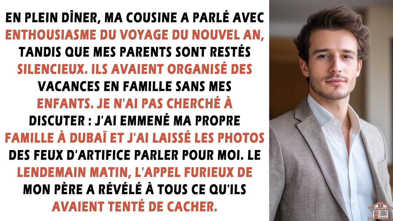 En plein dîner, ma cousine a parlé avec enthousiasme du voyage du Nouvel An, tandis que mes...