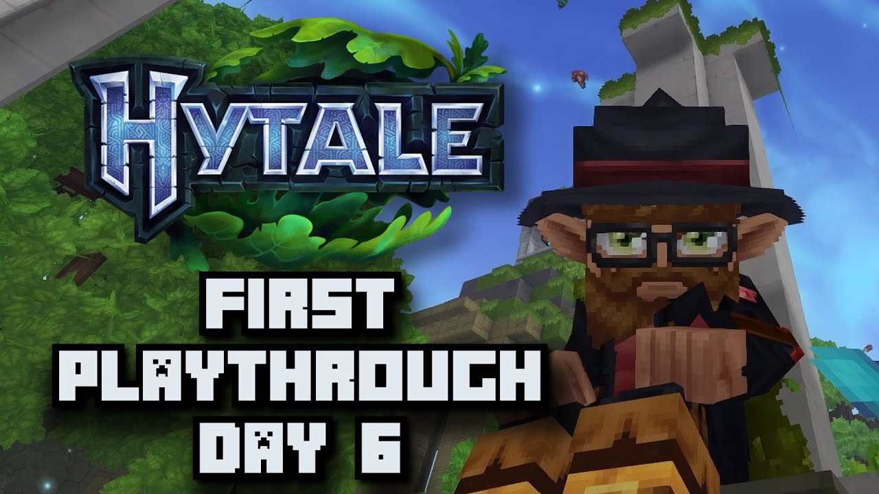 Hytale: Day 6 - Temple to the Door, building, farming, exploring | Code: grumbles