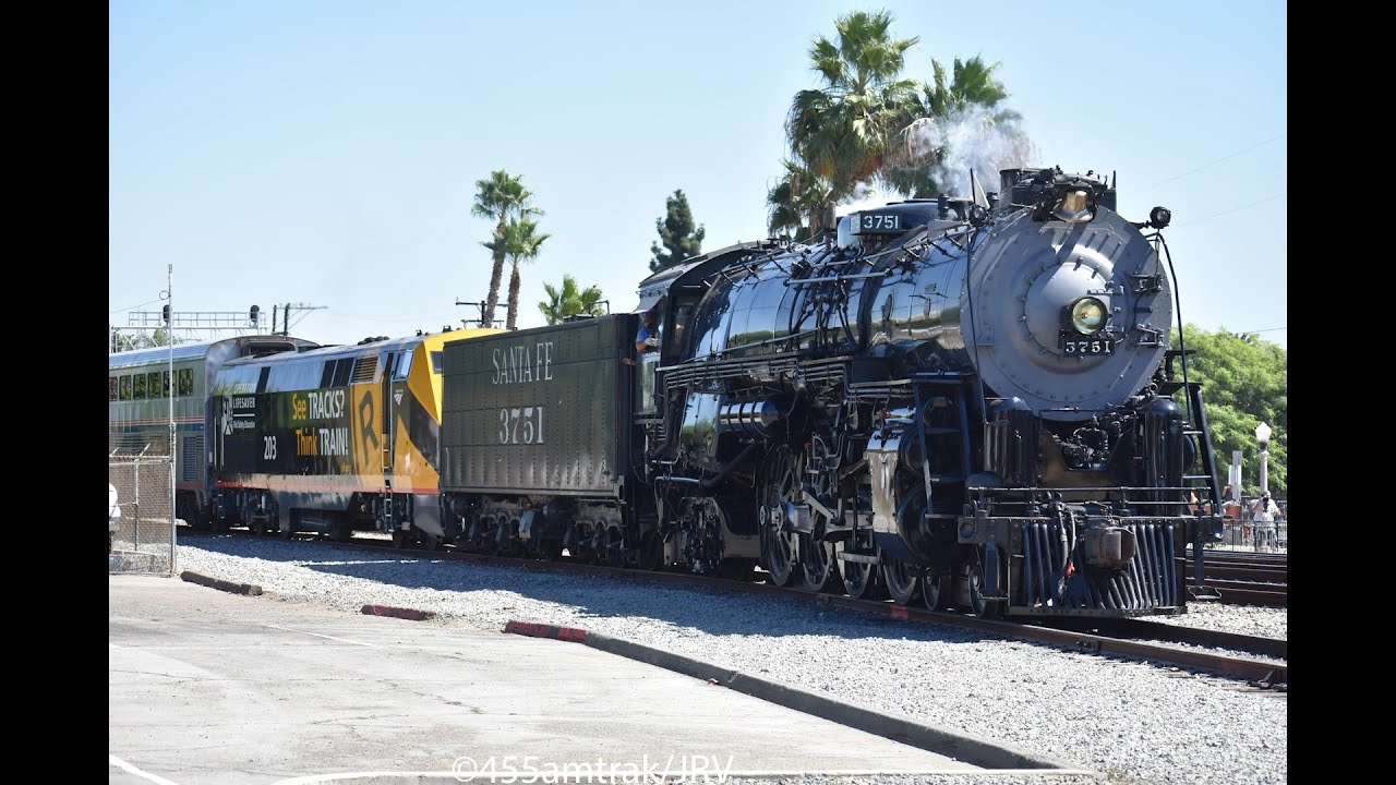 ATSF 3751 & Amtrak Rail Safety display train goes to Fullerton, CA (2) spotted by 455amtrak 9/2022