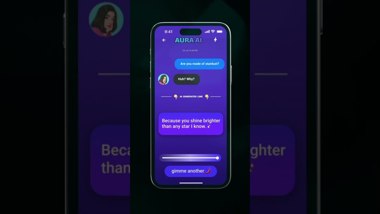 Aura AI – Flirty AI App Promo Video | 13s Chatbot Ad for Mobile & Social | baseTOP