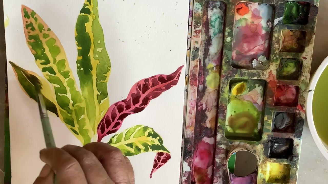 Nature Study: How to paint Croton leaves in Water Colour