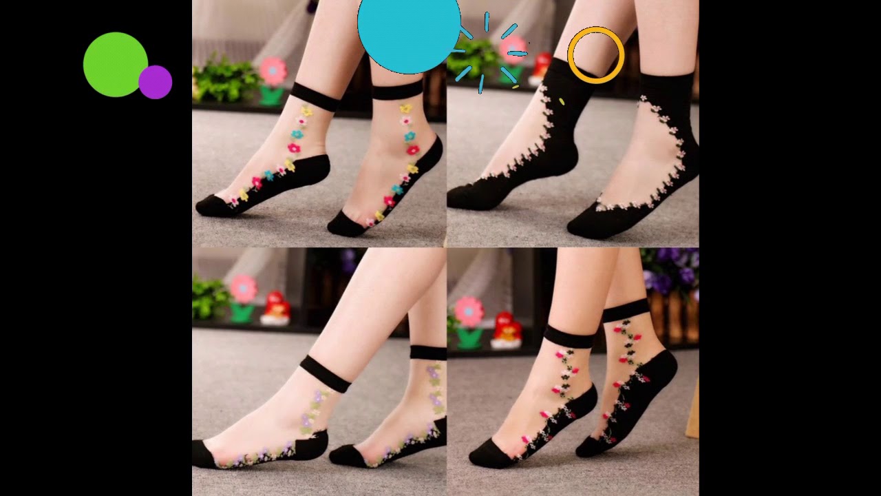 New socks design 2018 , Women Transparent crystal Silk with Cotton Bottom Socks🎉