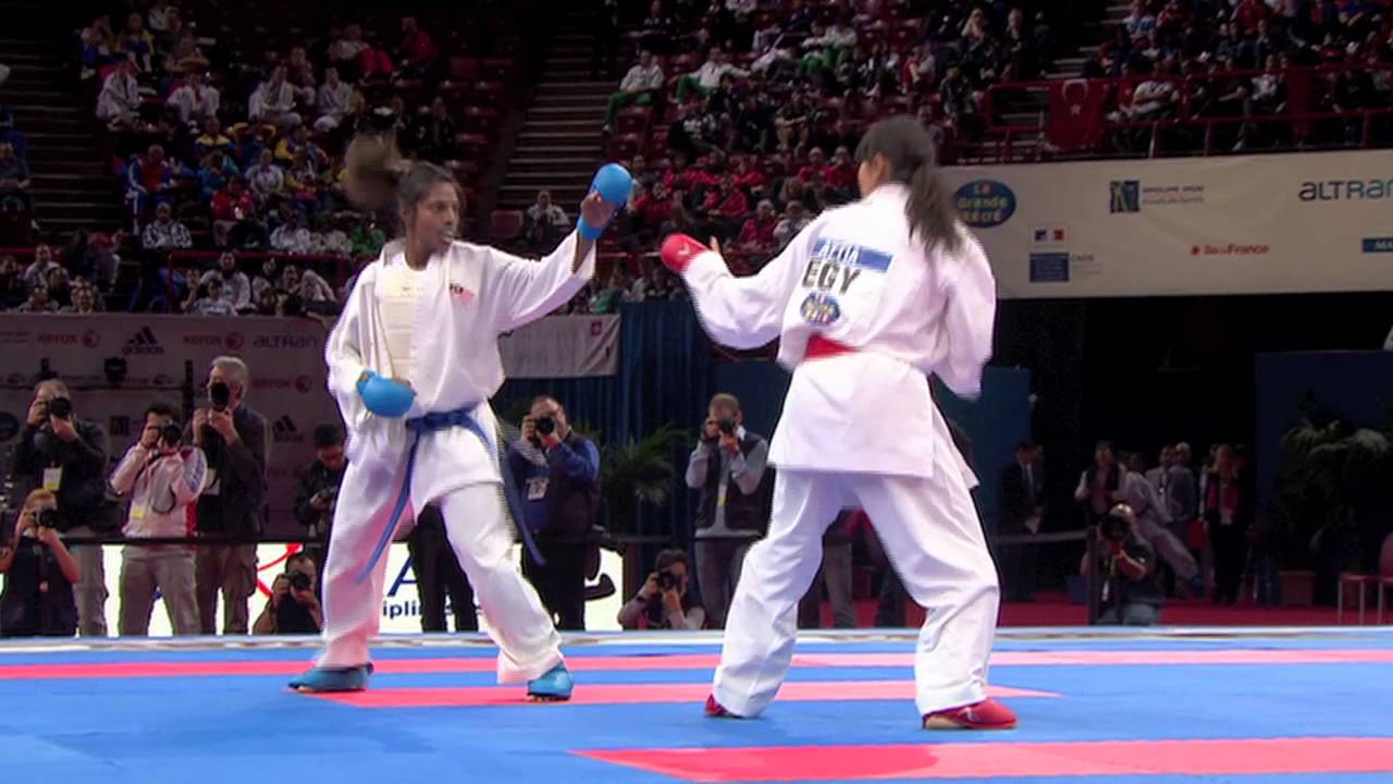 Bronze Female Kumite -55kg. Yassmin Attia vs Nisha Alagasan. World Karate Championships 2012