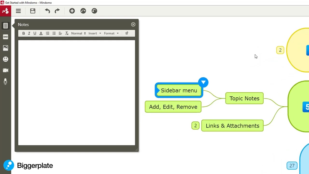 Topic Notes in Mindomo