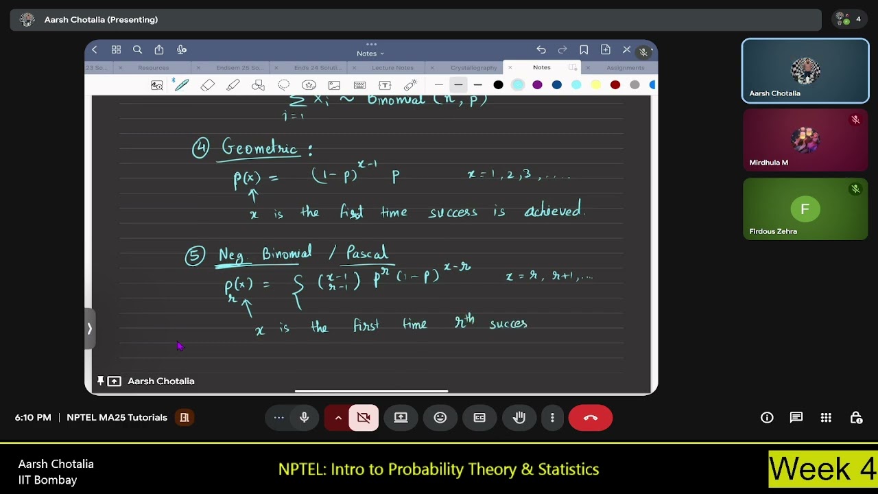 NPTEL noc26-ma25 Week 4: Standard (Popular) Distributions!