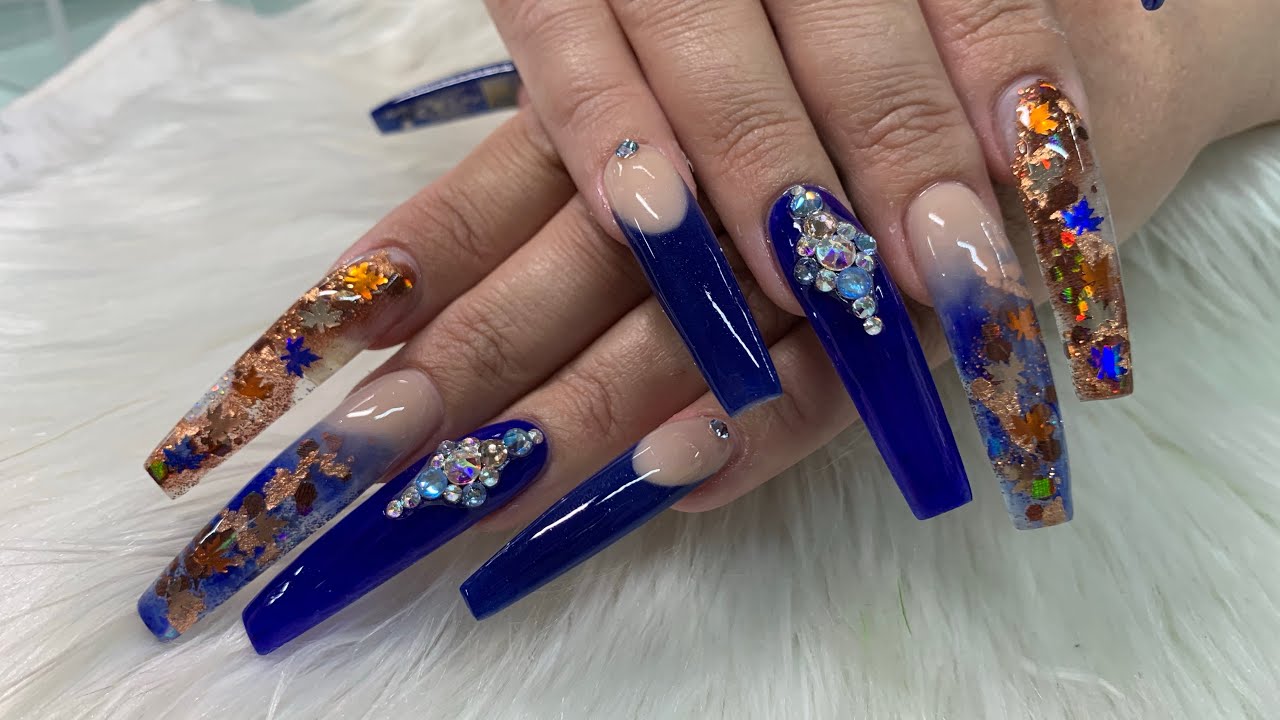 WATCH ME WORK | Blue & copper bronze fall nails | Client Edition