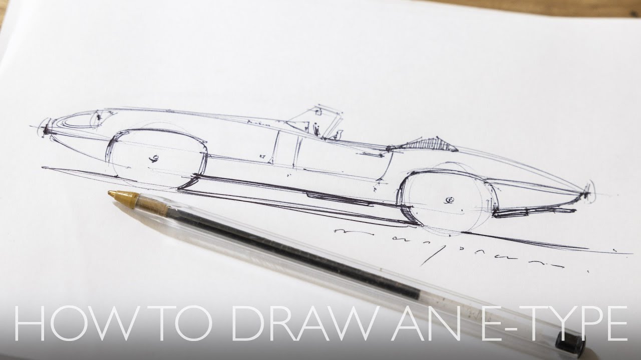 How to draw a Jagar E-Type - Simple steps, 7 minutes!