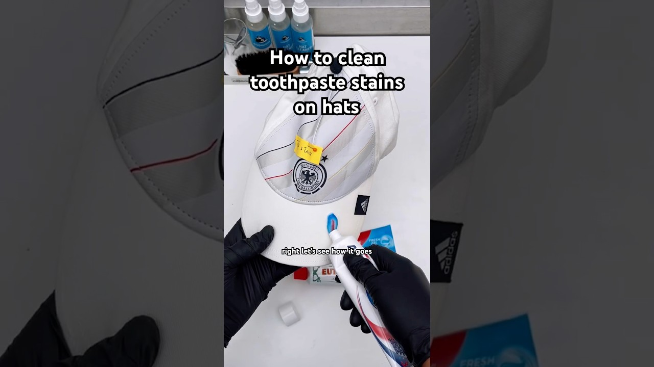 🧢✨Как удалить стойкие пятна от зубной пасты с головных уборов, не повредив их #чисткаголовныхубор...