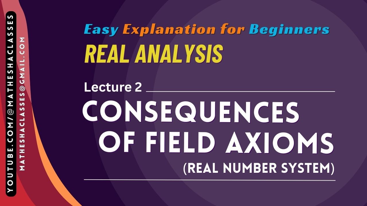 Lec. 2: Consequences of Field Axioms | Real Number System | Real Analysis (Hindi) #realanalysis