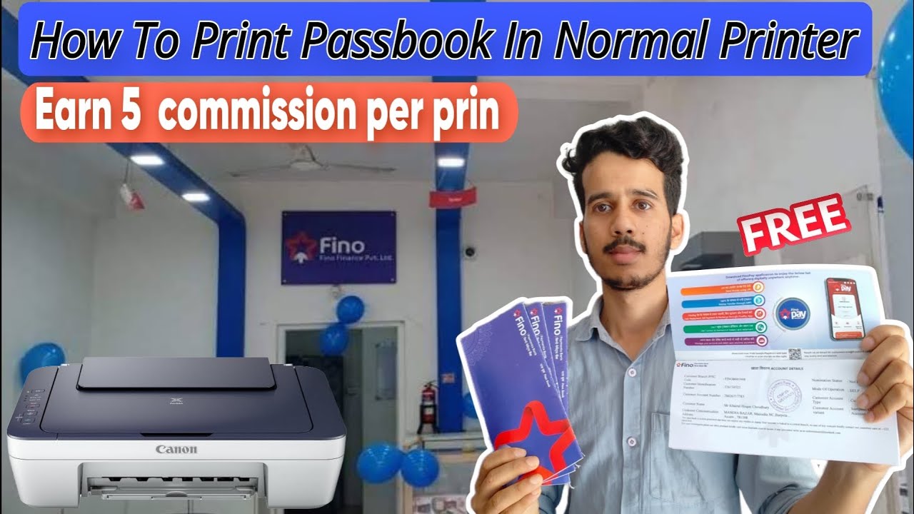 How to Print Fino Payment Bank passbook Normal Printer | Fino Passbook Kaise print kare Full process