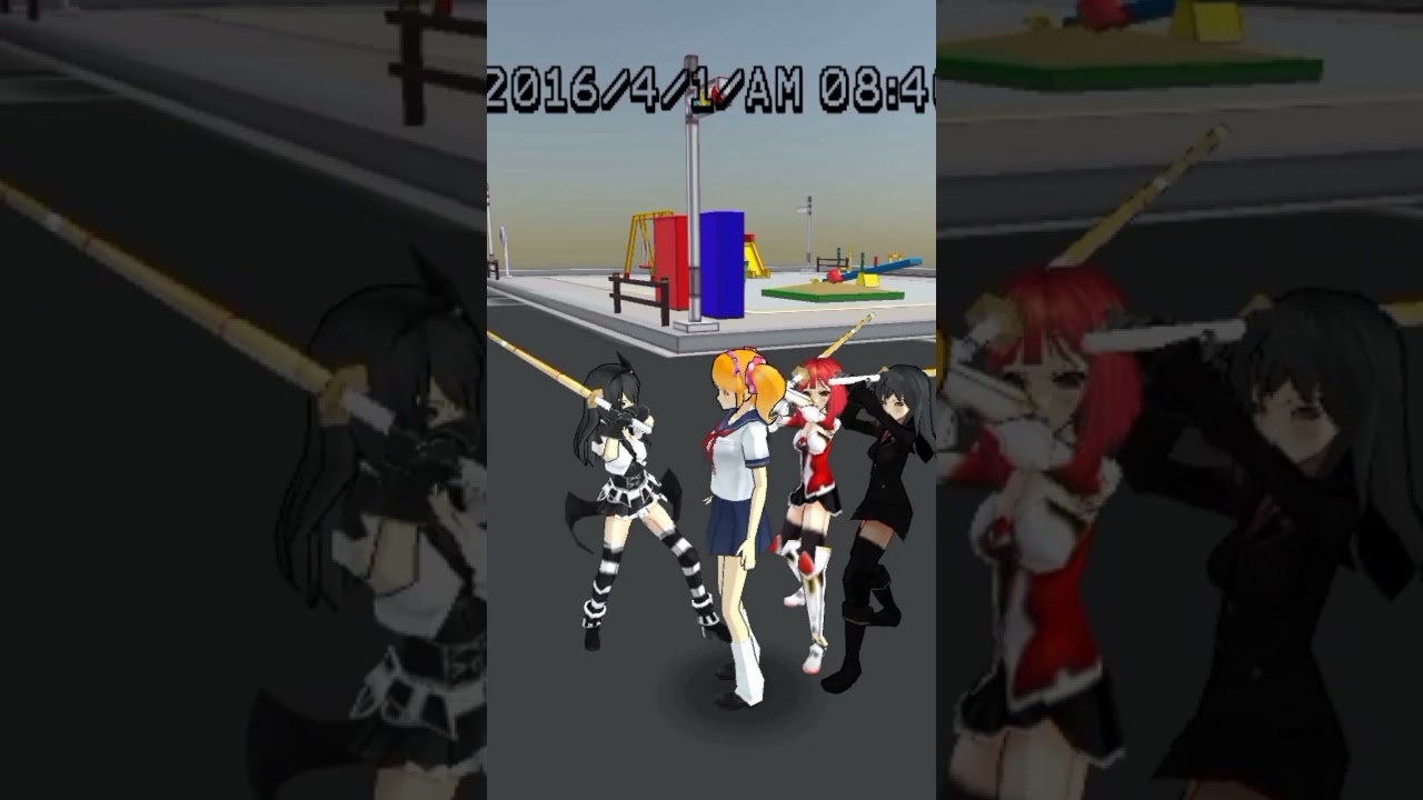 Faye and Akane,Yuka kill Raibaru in High School Simulator GirlA